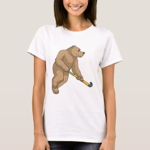Bear at Hockey with Hockey bat T-Shirt