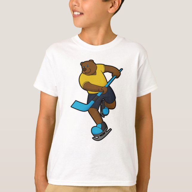 Bear at Hockey with Hockey stick T-Shirt (Front)