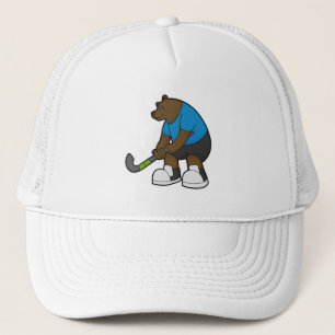 Bear at Hockey with Hockey stick Trucker Hat