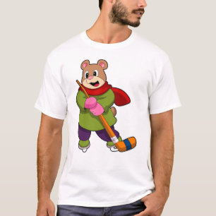 Bear at Ice hockey with Ice hockey stick T-Shirt