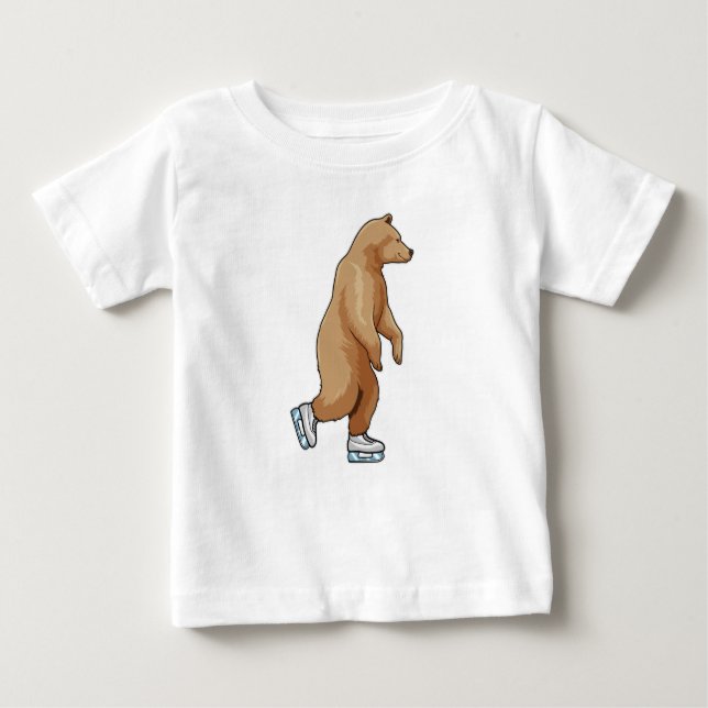 Bear at Ice skating with Ice skates Baby T-Shirt (Front)
