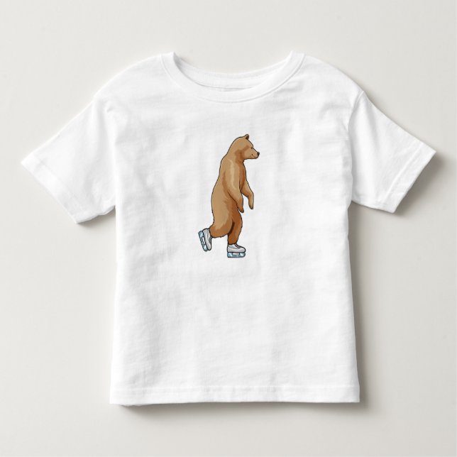 Bear at Ice skating with Ice skates Toddler T-Shirt (Front)