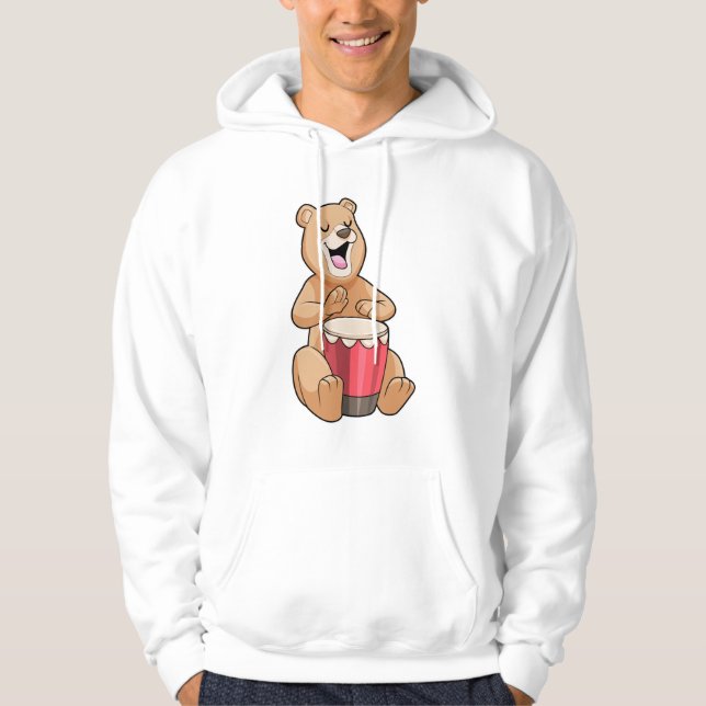 Bear at Music with Drum Hoodie (Front)