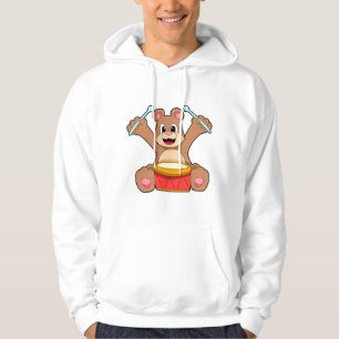 Bear at Music with Drum Hoodie
