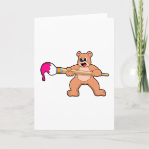 Bear at Painting with Brush & Paint Card