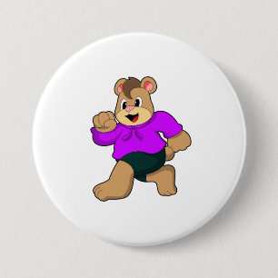 Bear at Running 7.5 Cm Round Badge
