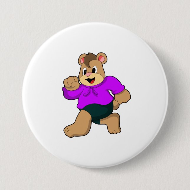 Bear at Running 7.5 Cm Round Badge (Front)