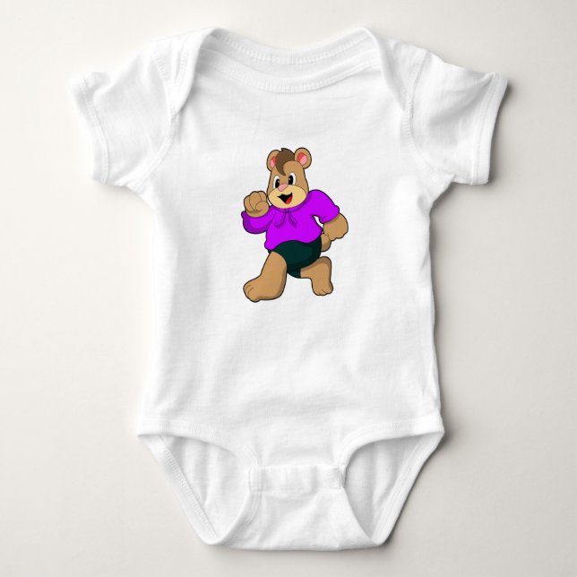 Bear at Running Baby Bodysuit (Front)