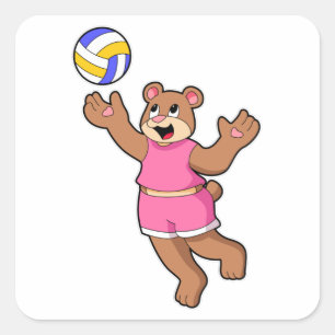 Bear at Volleyball Sports Square Sticker