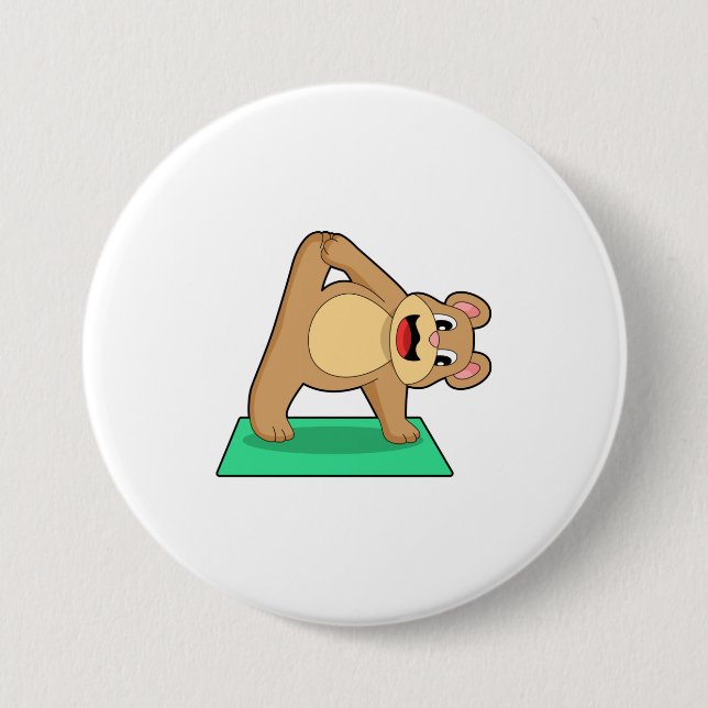 Bear at Yoga Fitness 7.5 Cm Round Badge (Front)