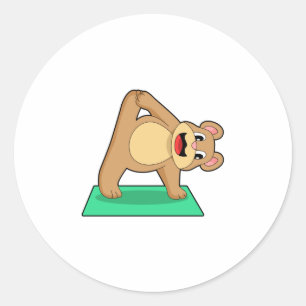 Bear at Yoga Fitness Classic Round Sticker