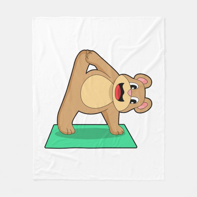 Bear at Yoga Fitness Fleece Blanket (Front)