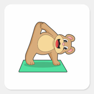 Bear at Yoga Fitness Square Sticker