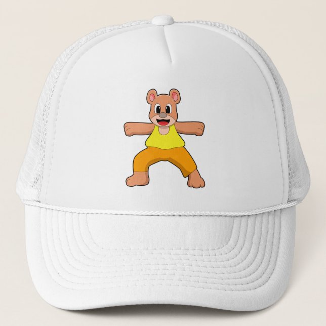 Bear at Yoga in Standing Trucker Hat (Front)