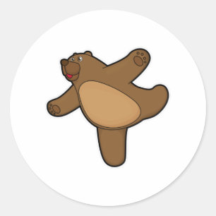 Bear at Yoga Stretching exercise Classic Round Sticker