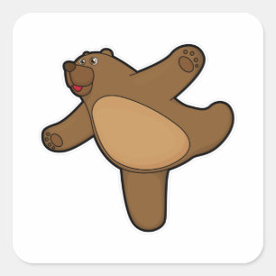 Bear at Yoga Stretching exercise Square Sticker