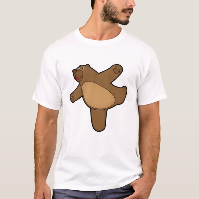 Bear at Yoga Stretching exercise T-Shirt (Front)