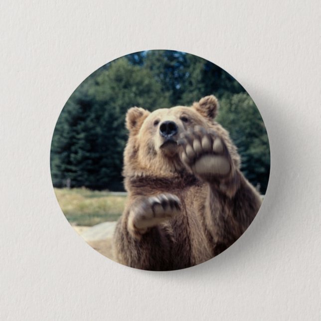 Bear Attack! 6 Cm Round Badge (Front)