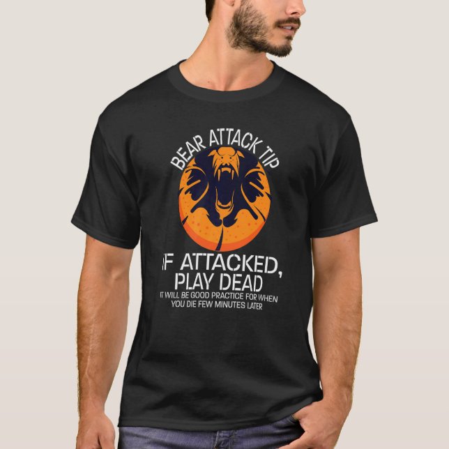 Bear Attack Tip Camping Hiking Outdoor Travel  Vin T-Shirt (Front)