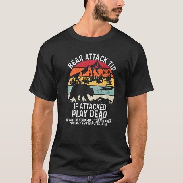 Bear Attack Tip Camping Hiking Outdoor Travel Vint T-Shirt (Front)