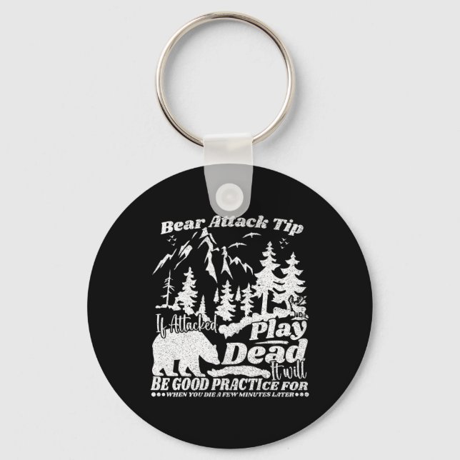 Bear Attack Tip Camping Hiking Travel Adventure  Key Ring (Front)