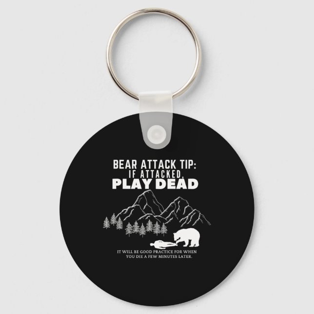 Bear Attack Tip Funny Camping Hiking Outdoor Adven Key Ring (Front)