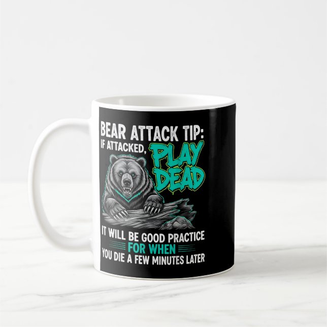 Bear Attack Tip Play Dead Funny Dark Humour Coffee Mug (Left)