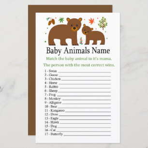 Bear Baby Animals Name Game