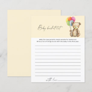 Bear - Baby bucket list game