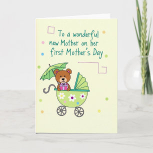 Bear Baby Carriage Mothers Day Card