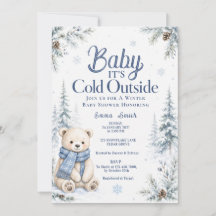 Bear Baby Its Cold Outside Snow Winter Baby Shower
