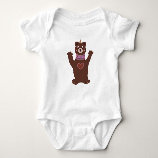Bear Baby Jersey Bodysuit, White Baby Bodysuit (Front)