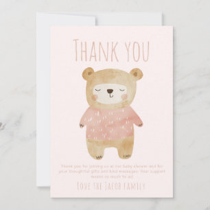 Bear Baby pink Shower Cute thank you Card