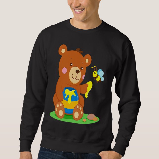 Bear Baby Shares Honey with Bee Bear Bear Child Bo Sweatshirt (Front)