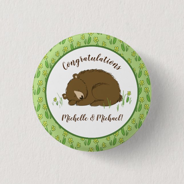Bear Baby Shower 3 Cm Round Badge (Front)