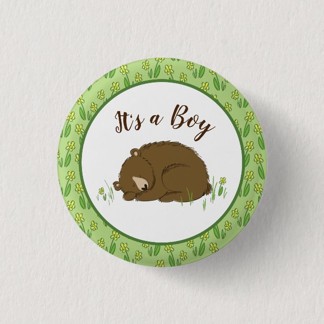 Bear Baby Shower 3 Cm Round Badge (Front)