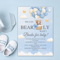 Bear Baby Shower Books for Baby Card | Boy Shower