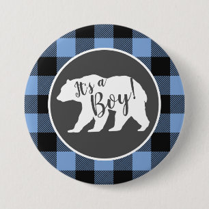 Bear Baby Shower Boy Blue 7.5 Cm Round Badge