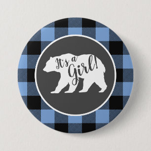 Bear Baby Shower Boy Blue 7.5 Cm Round Badge