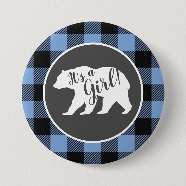 Bear Baby Shower Boy Blue 7.5 Cm Round Badge (Front)