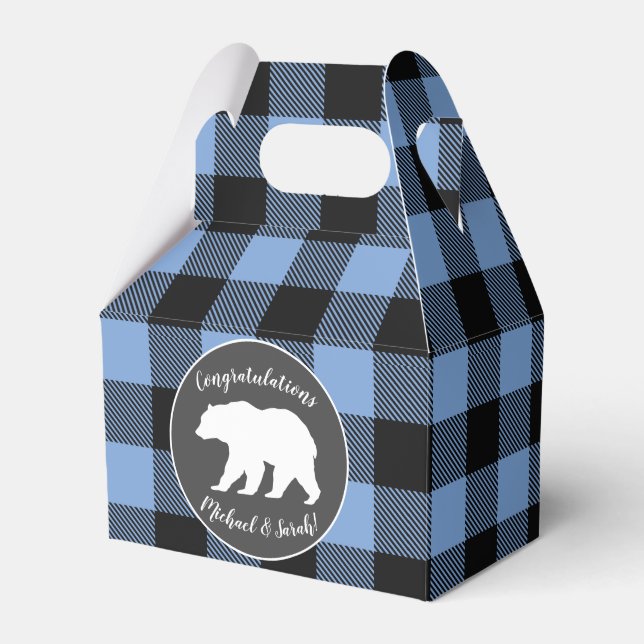 Bear Baby Shower Boy Blue Favour Box (Front Side)