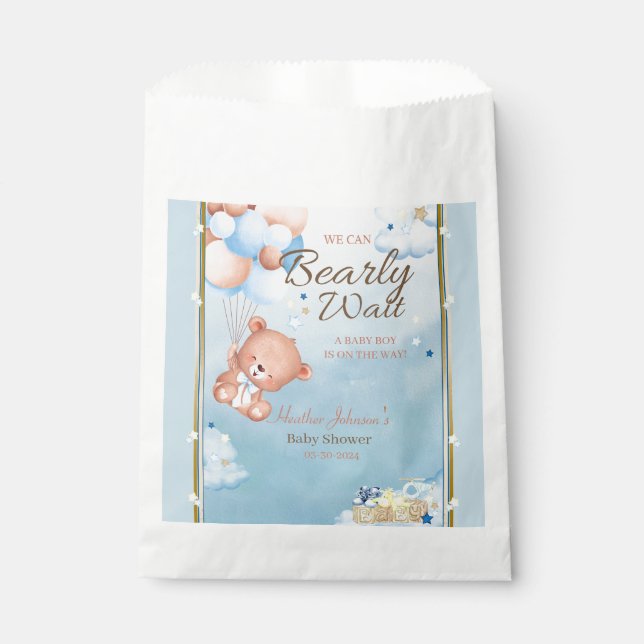 Bear Baby Shower Boy Favour Bag (Front)