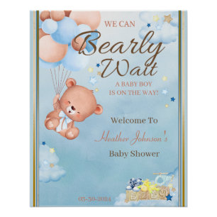 Bear Baby Shower Boy Poster