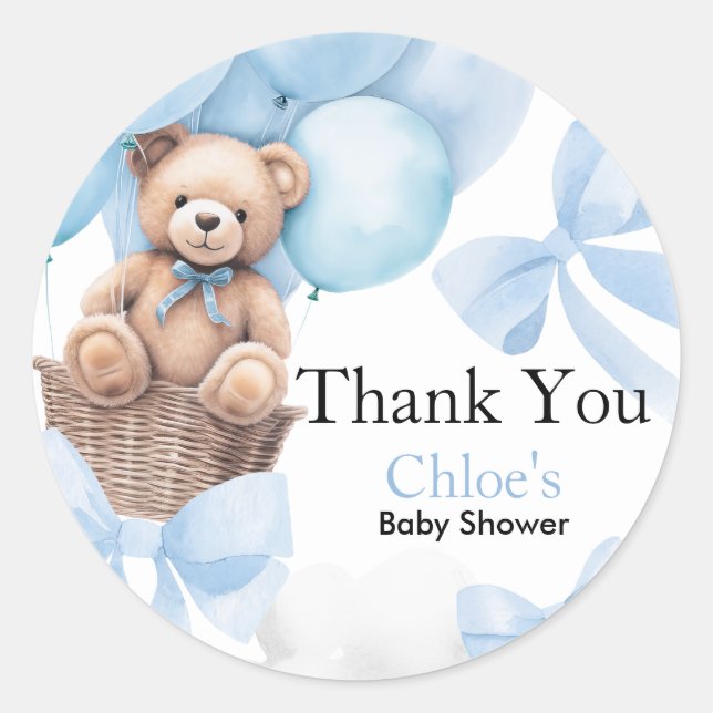 Bear Baby Shower  Classic Round Sticker (Front)