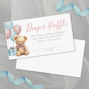 Bear Baby Shower Diaper Raffle Enclosure Card