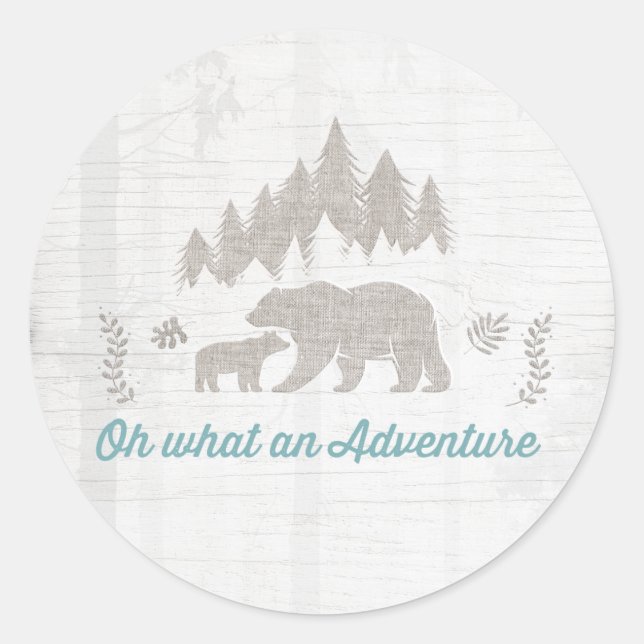 Bear Baby Shower Favour Tag Sticker Seal Adventure (Front)