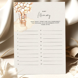 Bear Baby Shower Game Baby Memory