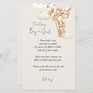 Bear Baby Shower Game - Don't Say Boy Or Girl