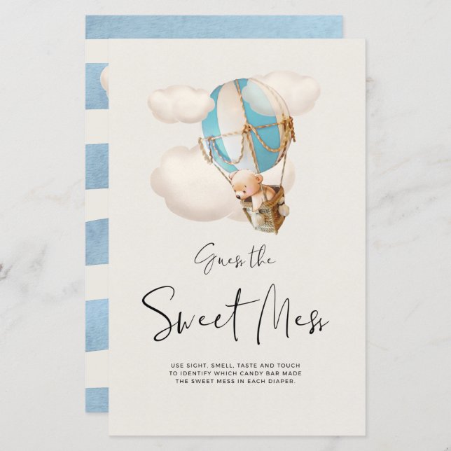 Bear Baby Shower Game - Guess The Sweet Mess Sign (Front/Back)