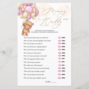 Bear Baby Shower Game Guess Who Mummy or Daddy